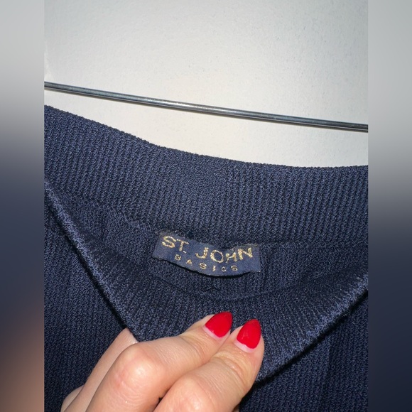 St. John Basics Navy Santana Knit Pleated Front Pants Size 6 - Picture 5 of 6